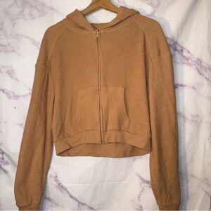 SKIMS Cropped Waffle Knit Zip Hoodie
